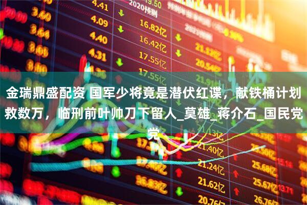 金瑞鼎盛配资 国军少将竟是潜伏红谍，献铁桶计划救数万，临刑前叶帅刀下留人_莫雄_蒋介石_国民党
